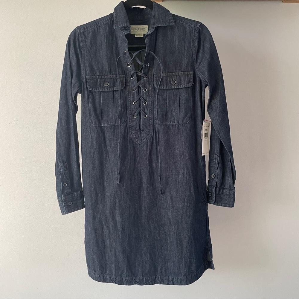 Ralph Lauren- Denim & Supply- Women’s XS lace up long sleeve Denim dress